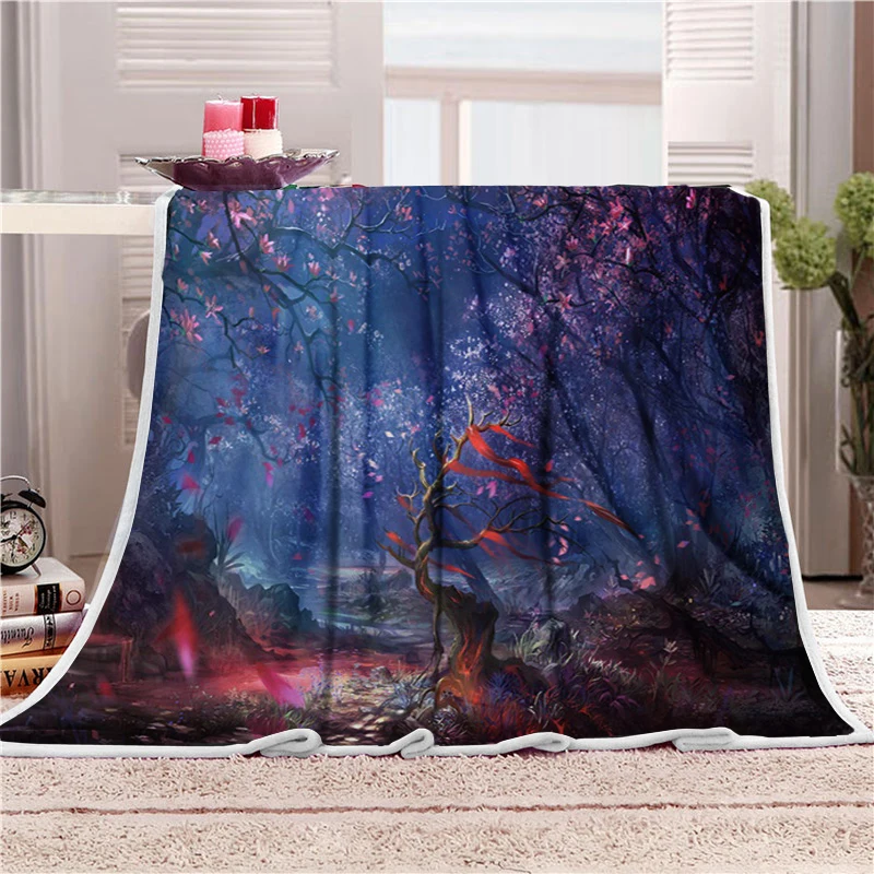 Multicolored tree Plush Throw Blanket Floral Print Cashmere Blanket Warm Blankets plush 3D digital printed blanket