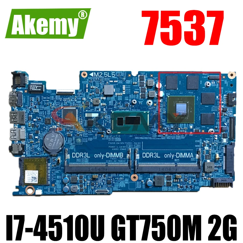 Оригинальная материнская плата для ноутбука DELL 15 Inspiron 7537 I7-4510U GT750M 2G CN-05GRP2 05GRP2 12311-2