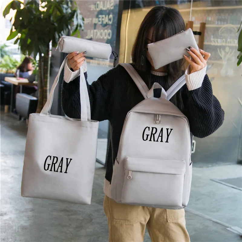 

In 2019, the new foreign trade bag canvas female students Korean backpack four-piece tutorial bag leisure bag