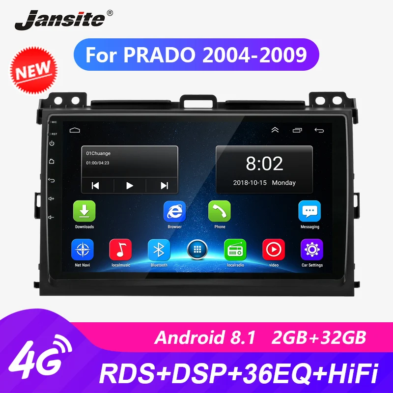 

Jansite 9" 4G RDS Car Radio For Toyota Land Cruiser Prado 2004-2009 autoradio Android Touch screen Mirror-link player with frame