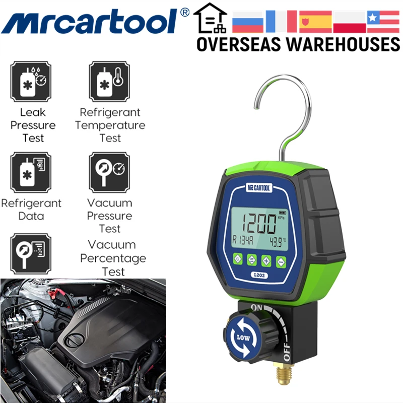 MRCARTOOL L202 Air Conditioning Refrigerant HVAC Vacuum Pressure Manifold Temperature Leakage Test Refrigeration 90 | Автомобили и
