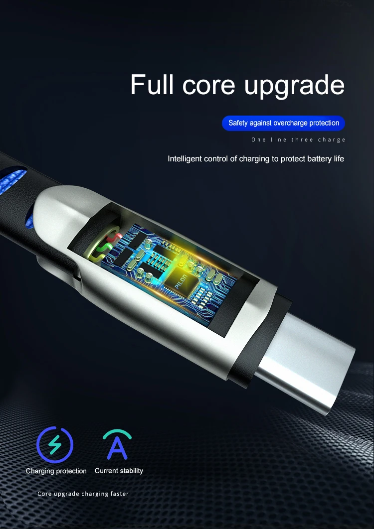 60W 3A USB Type C to Type-C Cable for Samsung Fast Charging USB C Data Cable for Macbook Samsung Huawei Google USB-C Phone Code