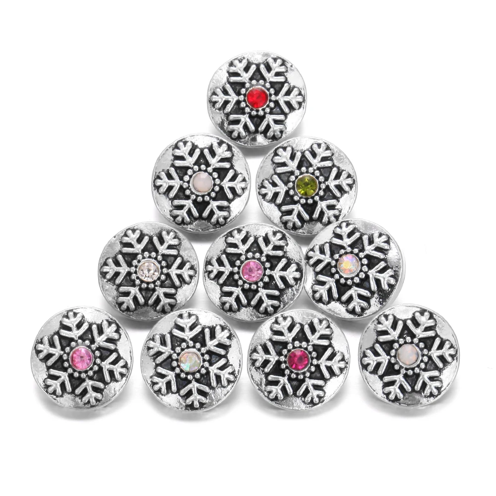 10pcs/lot New Christmas Snap Jewelry Snowflake 12mm Metal Buttons Fit Bracelet Bangle Necklace | Украшения и аксессуары