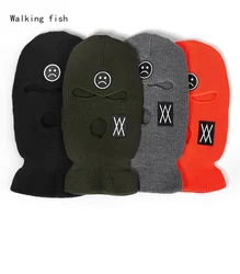 Ski Mask Knitted Face Cover Winter Balaclava Full Face Mask for Winter Outdoor Sports CS Winter Three 3 Hole Balaclava Knit Hat