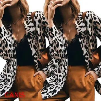 

Women Fashion Jacket OL Leopard Printed Spring Autumn New Thin Coats Outerwear 2020 Lady Clothes jacket woman Slim Jackets Coats
