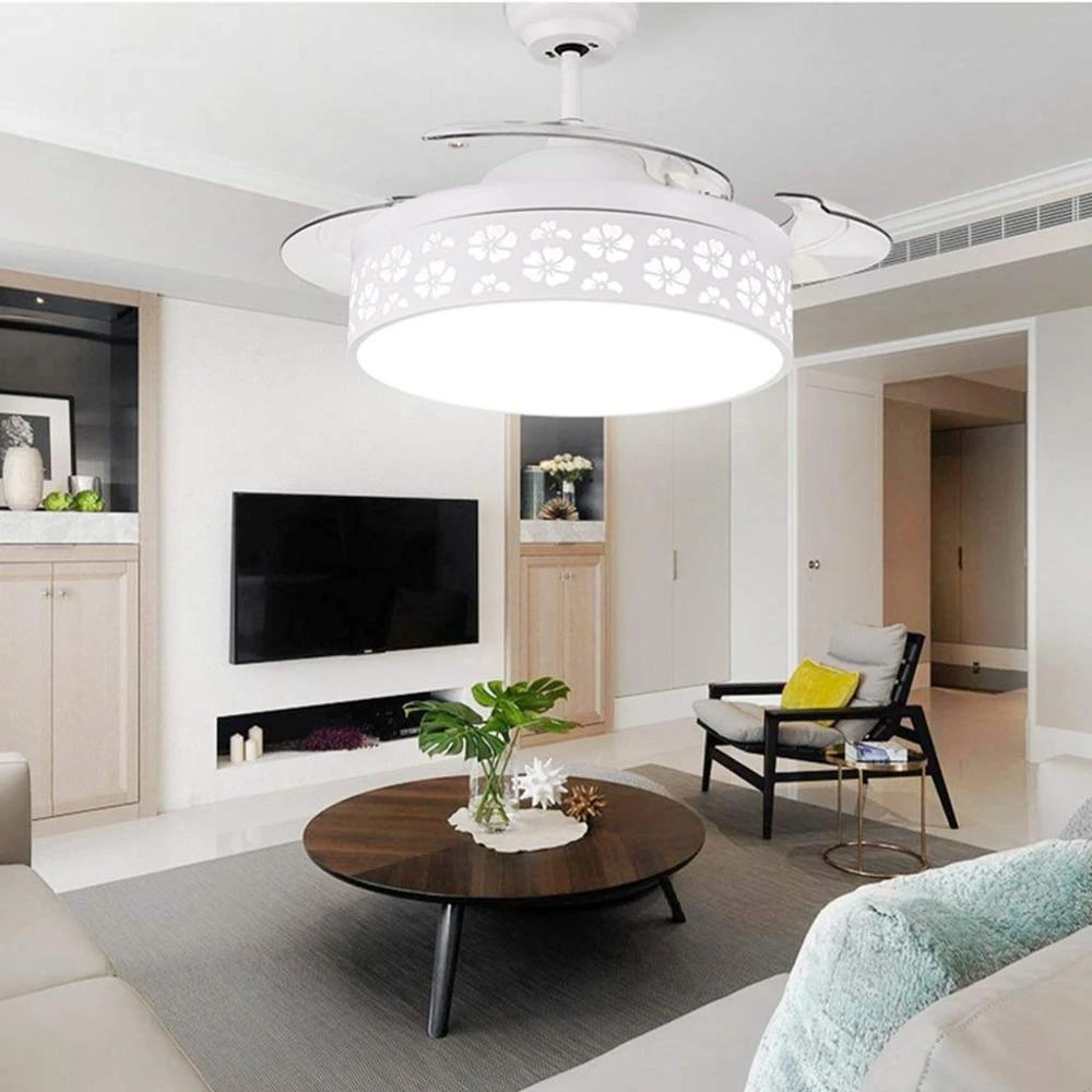 Modern Chandelier Fan With Remote Control Hollow Style Chandelier Ceiling Fans With Led Lights For Dining Living Room Bedroom Ceiling Fans Aliexpress
