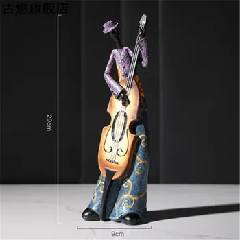 

Creative Figure Art Music Rock Band Resin Statue Fun Retro Musician Home Decoration Saxophone Guitar Singer Sculpture M4399