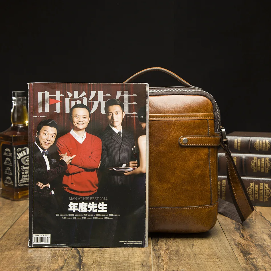 

New Style Korean-style Shoulder MEN'S Real-leather Bag Portable Shoulder Bag Cool Import First Layer Oil Wax Cowhide Men's