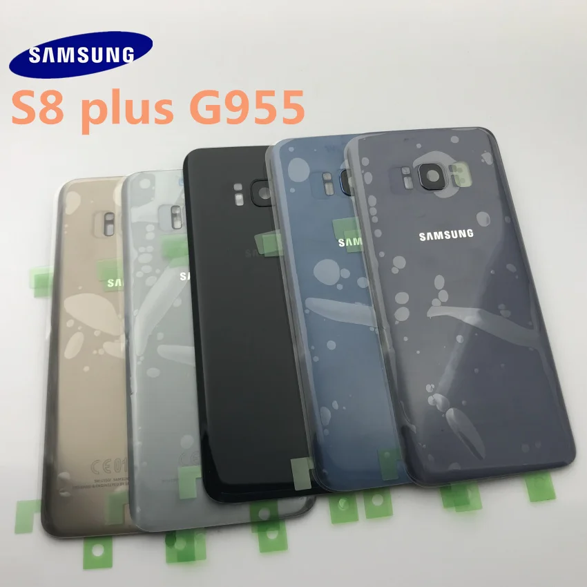 samsung Galaxy S8+ plus G955 G955F Задняя стеклянная крышка задняя крышка Крышка батарейного отсека с объективом камеры+ передняя стеклянная линза