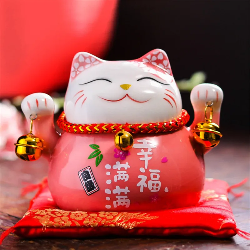 B 6 цветов 4,5 дюймов Maneki Neko фарфор Lucky Cat домашний декор копилка украшения Фортуна милый кот Копилка фэн шуй ремесло - Цвет: B