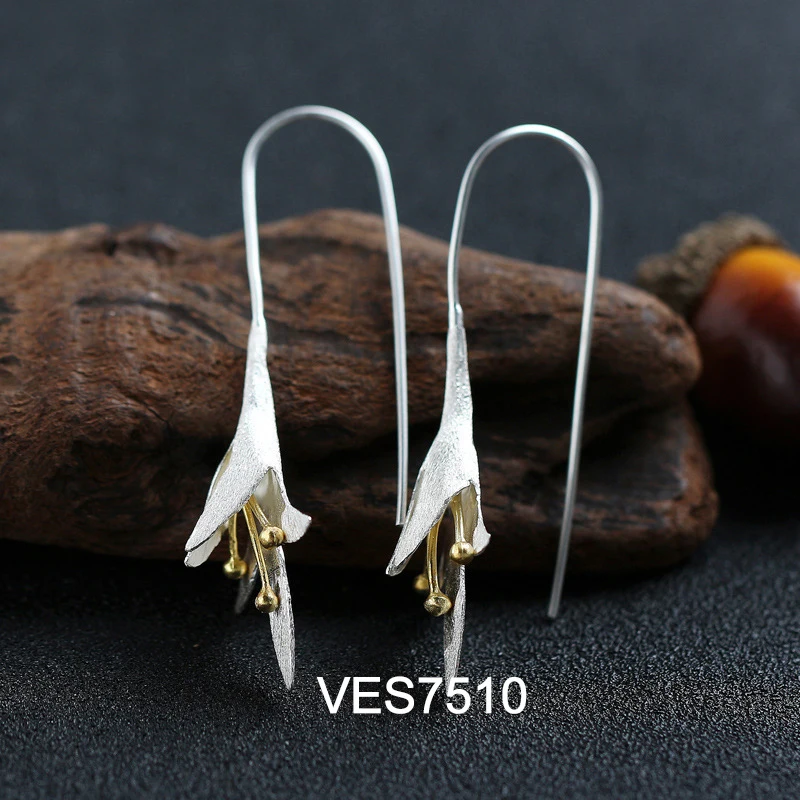 XIYANIKE 925 пробы серебряные серьги-гвоздики для женщин, простые, ручной работы, цветок, геометрический, модные, ювелирные изделия