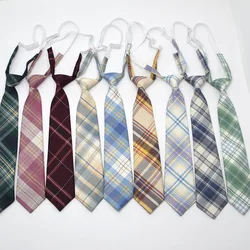 Plaid Free Tie Elastic Adjustable Tie Uniform School Uniform College Style Lazy Tie Small Tie 33cm Long 7cm Wide