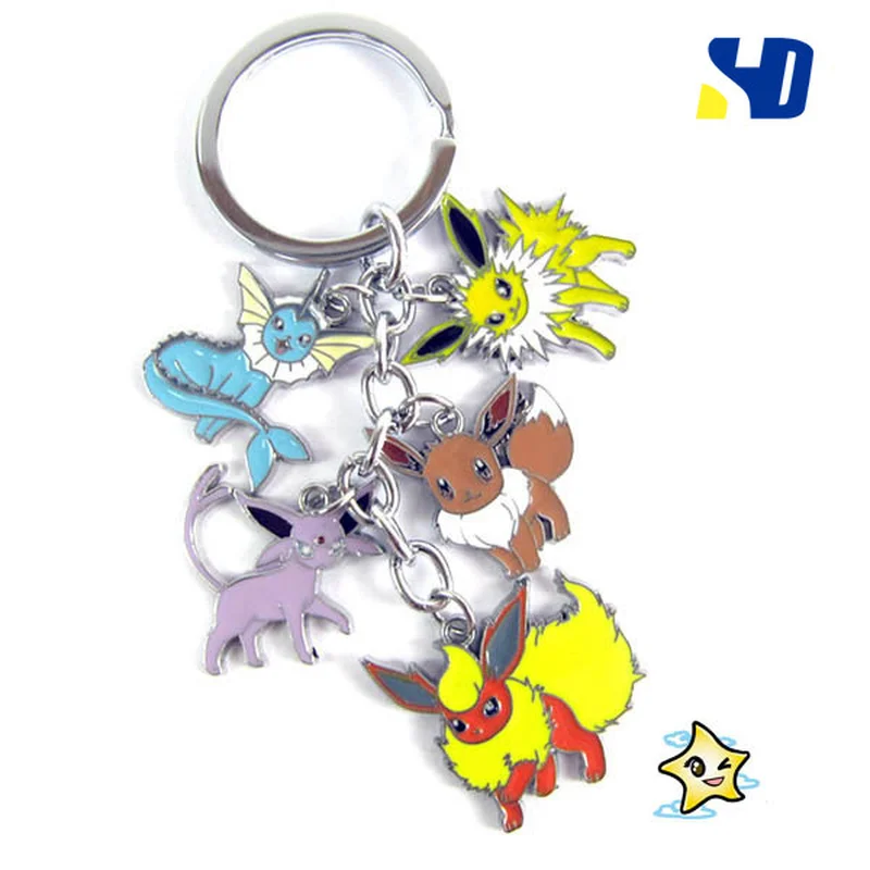 Брелок с покемоном Entei Eevee Swablu Piplup Poke Ball Pikachu Ash Ketchum Rowlet милый забавный мультфильм металлический брелок Аниме подвеска