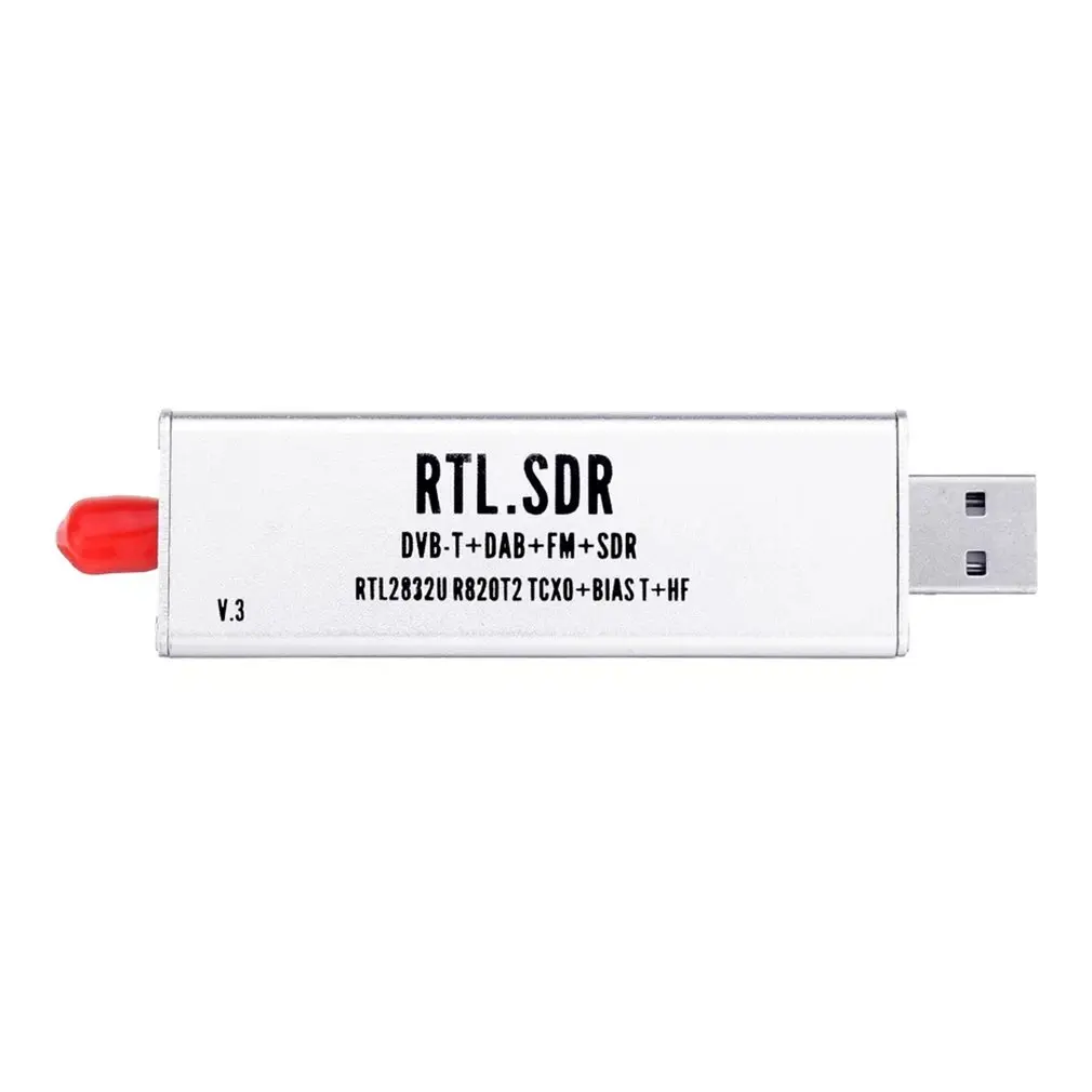 

0.1MHz-1.7GHz TCXO RTL SDR Receiver R820t2 USB RTL-SDR Dongle with 0.5ppm TCXO SMA MJZSEE A300U Tester - Silver