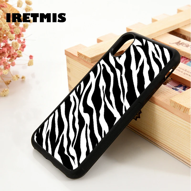 Iretmis 5 5S SE 6 6S Soft TPU Silicone Rubber phone case cover for iPhone 7 8 plus X Xs 11 Pro Max XR Zebra print clip art |