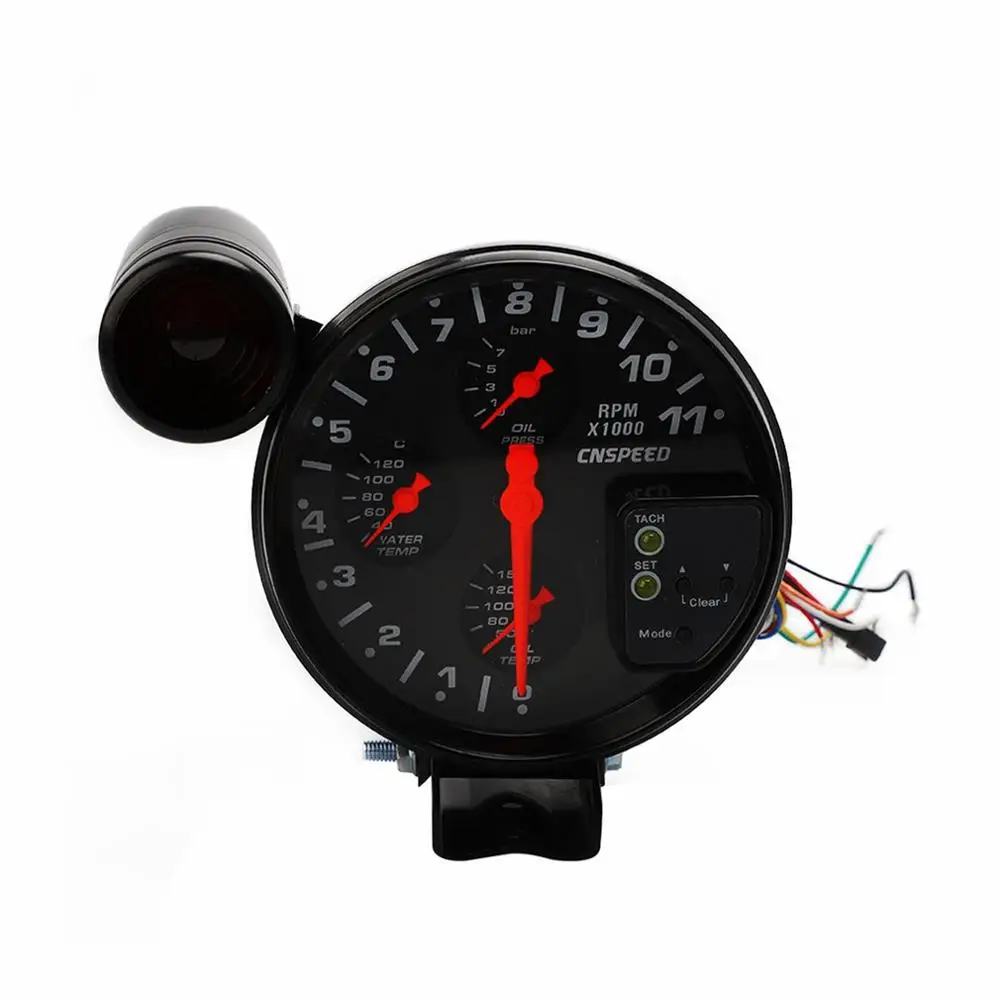 

4 In 1 Pointer Auto Car Tachometer/Water Temp/Oil Temp/Oil Press Gauge Meter with 7 Colors Backlight 2.5"/60mm