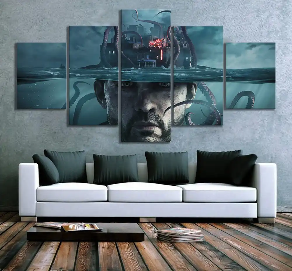 5 Paneles Lienzo Pinturas Hombre Lobo El Apocalypse Tierra Sangre