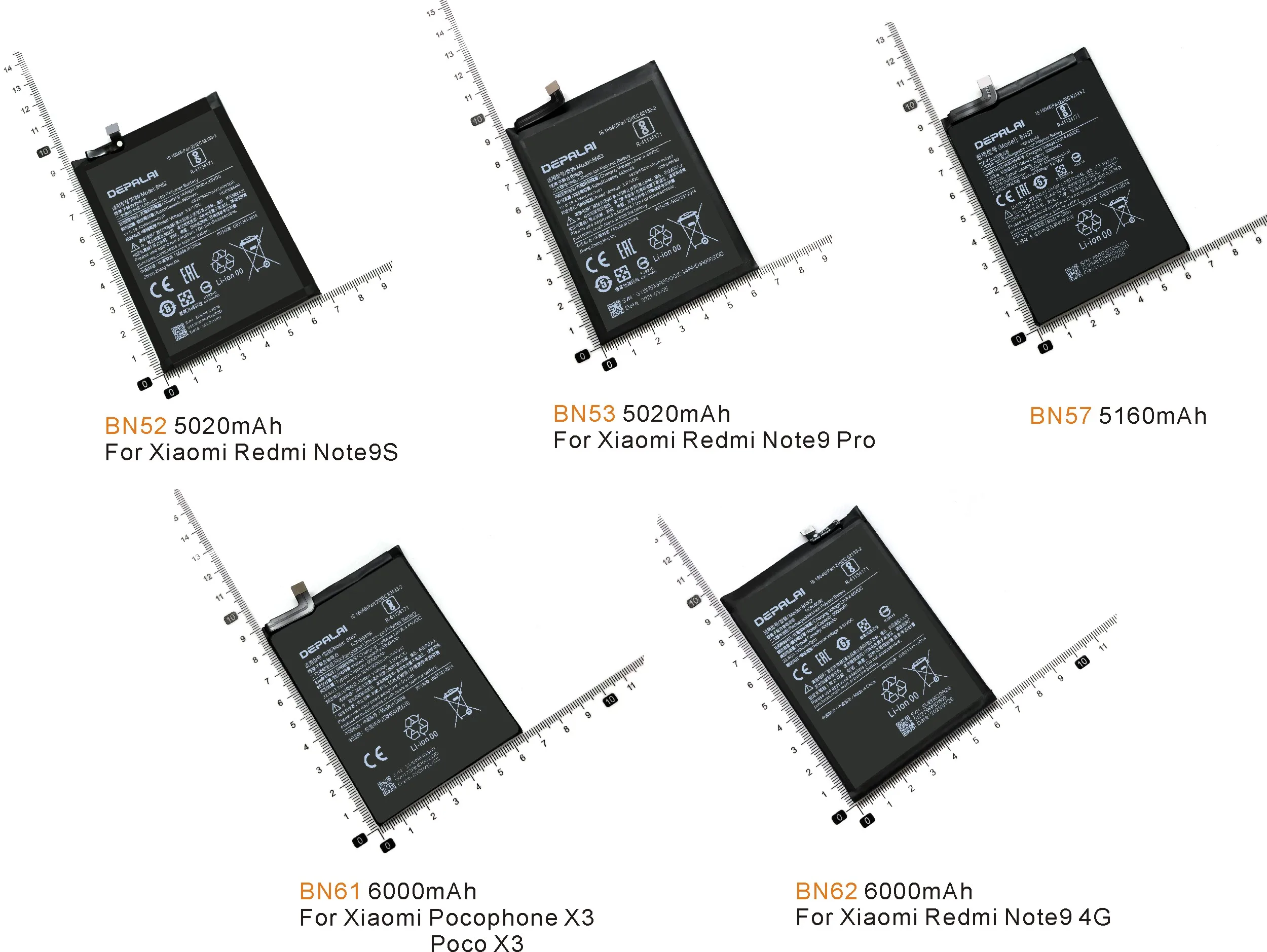 Bateria para Xiaomi x3 para Redmi Note9s Note9 Pro Pocofone x3 Poco 4g Baterias Baterija Bn52 Bn53 Bn57 Bn61 Bn62 1 xiaomi note9s note9 pro pocofone x3 poco