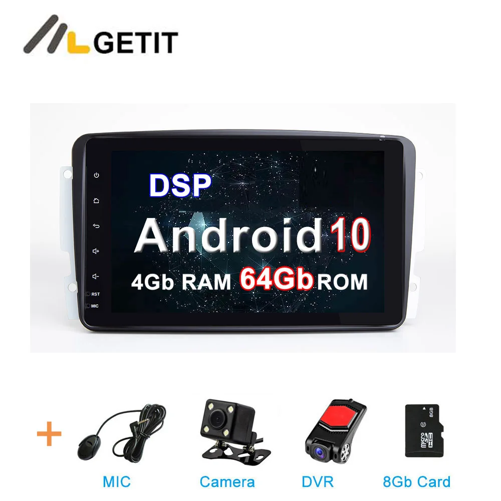DSP " ips Android 10 Автомобильный мультимедийный Радио Стерео gps для Mercedes Benz CLK W209 W203 W463 W208 Viano/W639/Vito Wifi BT - Цвет: 4G CAMERA-DVR-SD-DSP