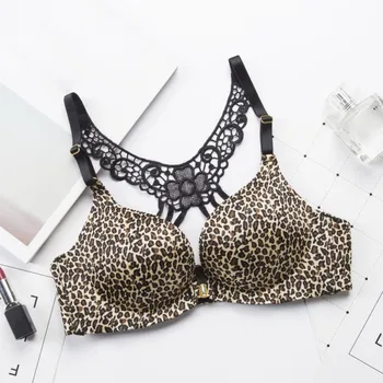 

Women Solid Adjusted-straps Bra Sexy Seamless Leopard print Ladies bras Underwear Front Closure Bras Push Up Bra