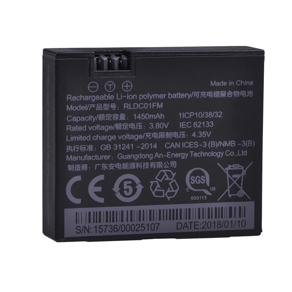 3,8 V 1450mAh Mijia 4k литий-ионный аккумулятор для Xiaomi Mijia Мини камеры Mijia аксессуары для действий - Цвет: 1 battery