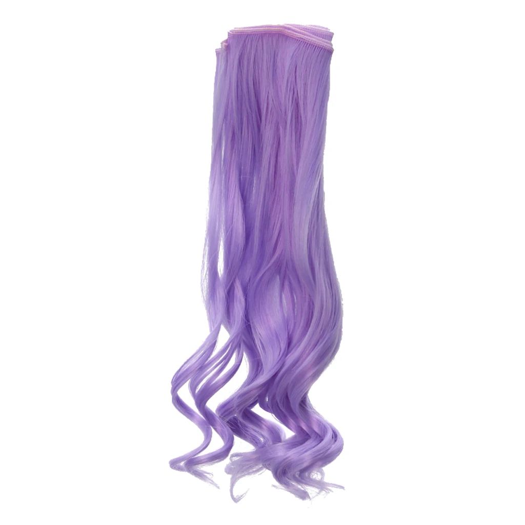 High Temperature Doll 25cm Long Hair Curly Wig For All Girl Dolls Accs Purple
