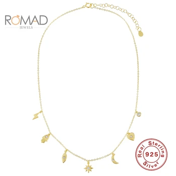 

ROMAD Necklace Women Sterling Silver 925 Sterling Silver Moon star small pendant Necklace Charms 2020 Bijoux Femme #G15