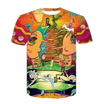 

New men's T-shirt summer cartoon rick and morty printed T-shirt casual men's shirt top for men and women