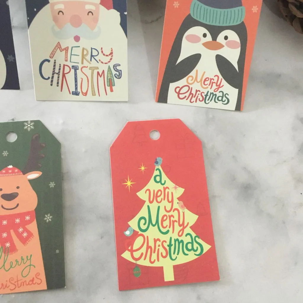 50 шт. Рождественская поздравительная открытка набор тегов из крафт-бумаги Санта-Клаус подарочная упаковка для выпечки Рождественский год бумажные бирки этикетки подарок для
