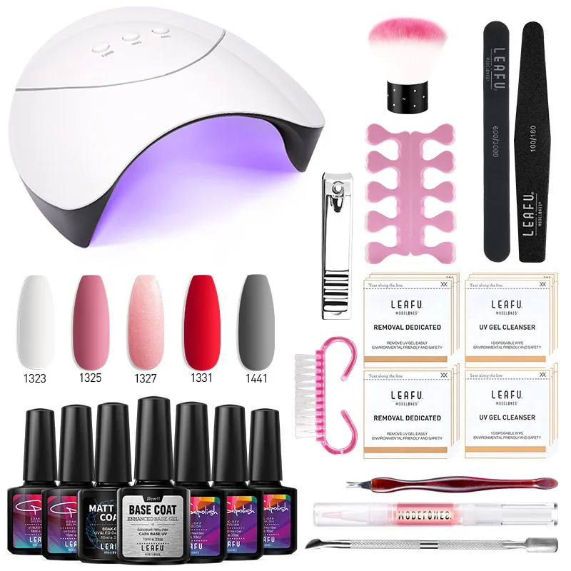 Modelones, 19 шт./лот, лампа для ногтей, матовый Гель-лак для ногтей, Набор для творчества, замачивается, блестящий светодиодный Гель-лак, 36 Вт, УФ-лампа, основа, инструменты для верхнего покрытия