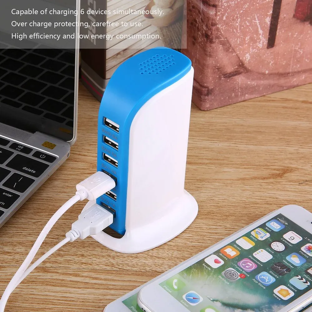 Великобритания, 6 портов, usb-разъем, быстрое зарядное устройство, настольный концентратор, зарядная станция, адаптер питания, зарядное устройство для iPhone, samsung, Xiaomi