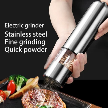 

Stainless Electric Pepper Grinder Automatic Stainless Steel Pepper Mill LED Light Salt and Pepper Shaker Spice Mill