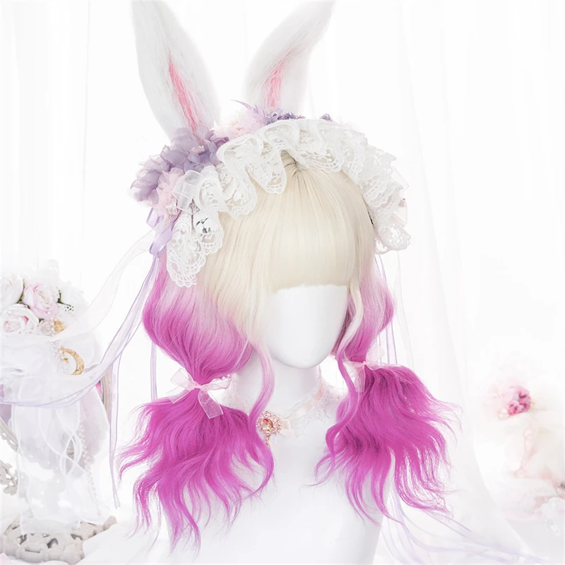 msiwigs curto ombre colorido sintético cosplay lolita harajuku peruca com franja natural ondulado anime perucas para mulher