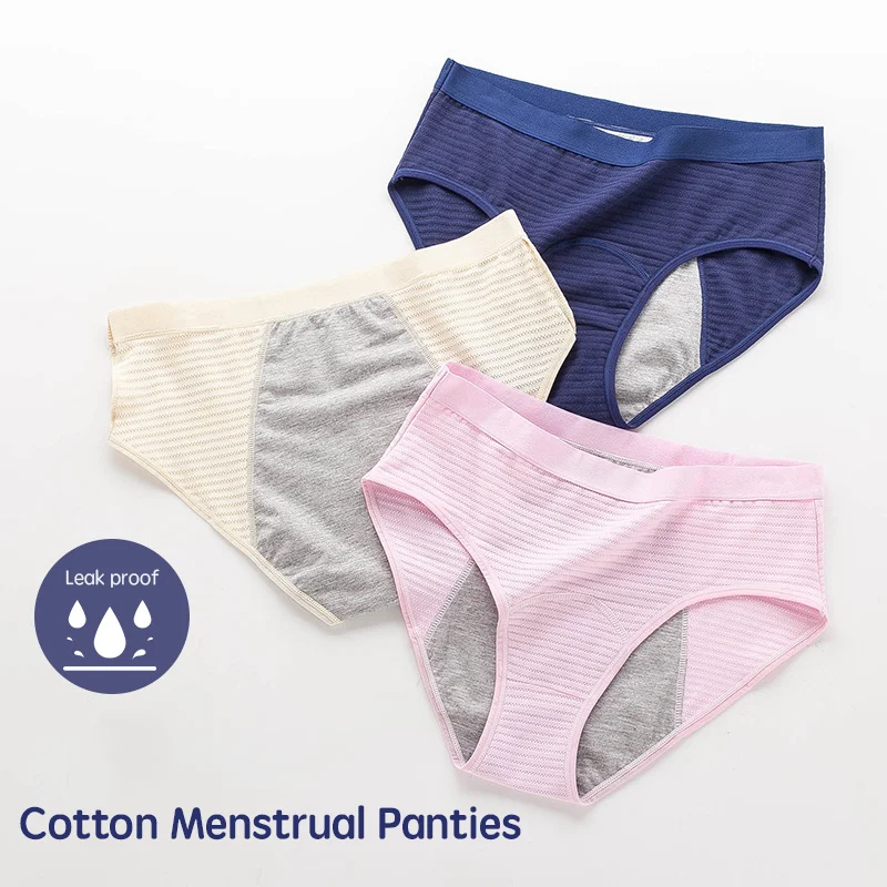 Menstrual Panties Women´s Cotton Panties Lengthen And Widen Three