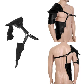

Mens Steampunk Gothic Cosplay Chest Harness Belt Costume Adjustable PU Leather Single Shoulder Armors Medieval Fancy Dress Prop