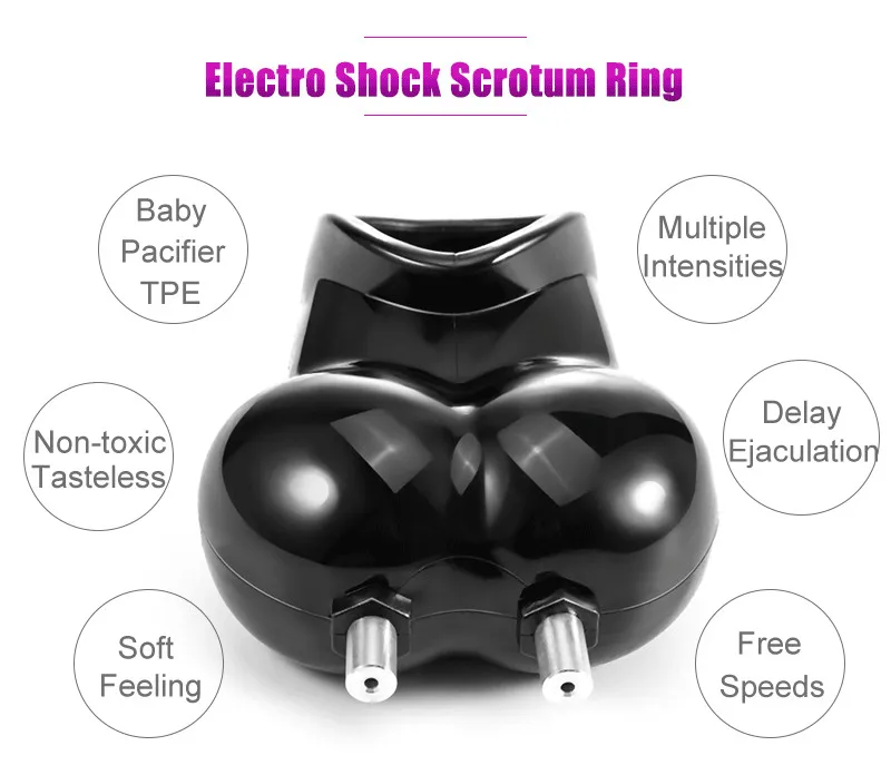 Electric Shock Penis Stimulation Ring Scrotum Squeeze Sleeve Sex Ball Stretcher SM Chastity Cage Male Delay Masturbation Sex Toy
