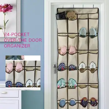 

Door Shoe Organizer 26 Durable Pockets, Hooks, Large Cotton Material Mesh Pocket Hanging Shoe Organiser W@