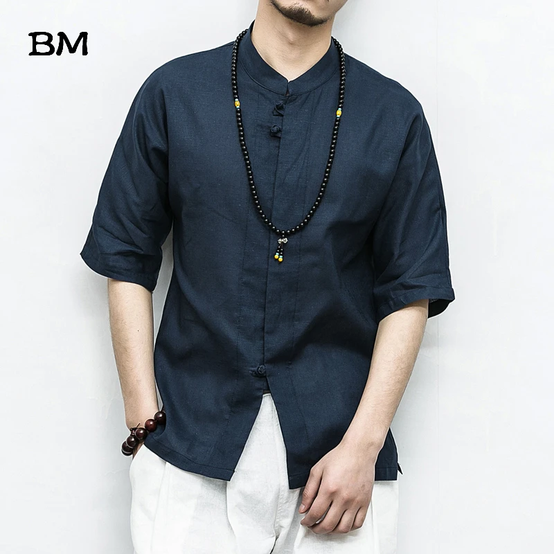 Summer Chinese Style Plate Buckle Linen 