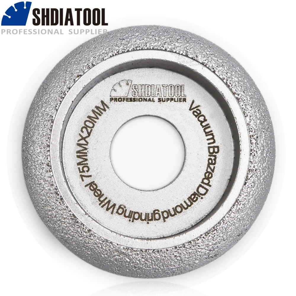 SHDIATOOL #3 Dia75mmX20mm Vacuum Brazed Diamond HAND-HELD Profile Wheel For Stone, Artificial Stone, Ceremics, Concrete....