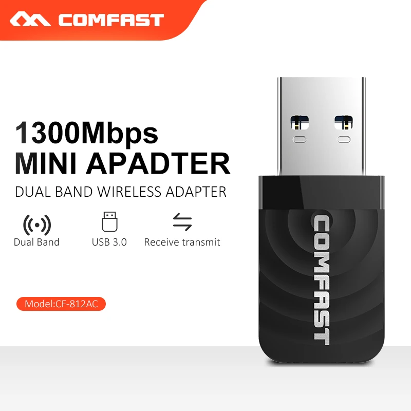 

10pcs 650 ~1300 Mbps Mini USB Wifi Adapter Dual Band 2.4G 5G Network Card Antenna Wi fi Receiver Lan USB Ethernet PC Wifi Dongle