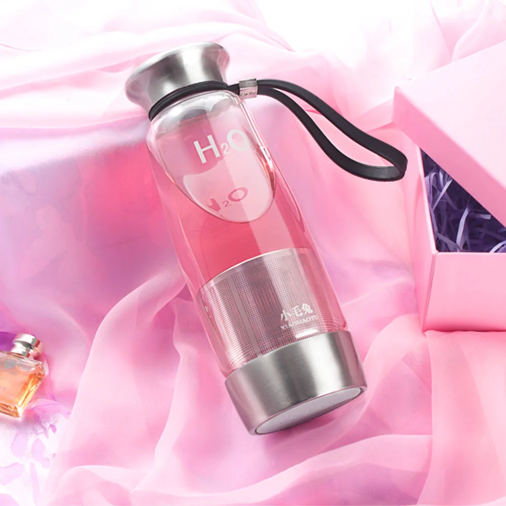 

New 400ml Portable Water Cup Bottle Environmental High Borosilicate Glass Removable Stainless Steel Bottom Filter Water Bottles