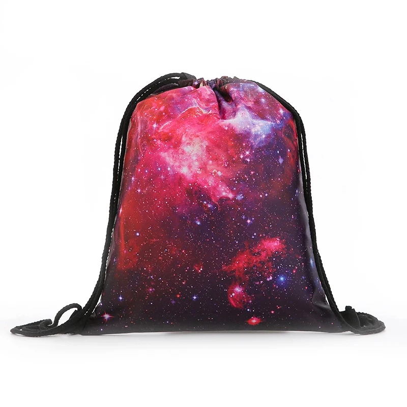 Рюкзак звездное небо, новинка, Модный женский мини-рюкзак на шнурке, 3D принт, дорожные мягкие сумки, мужские сумки, mochila, сумка на шнурке для