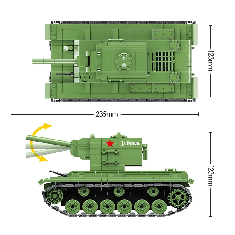 818 шт. WW2 классическое оружие Военная Советская Россия Kv-2 тяжелый танк строительные блоки город Ww2 солдат оружие Кирпичи игрушки для мальчика