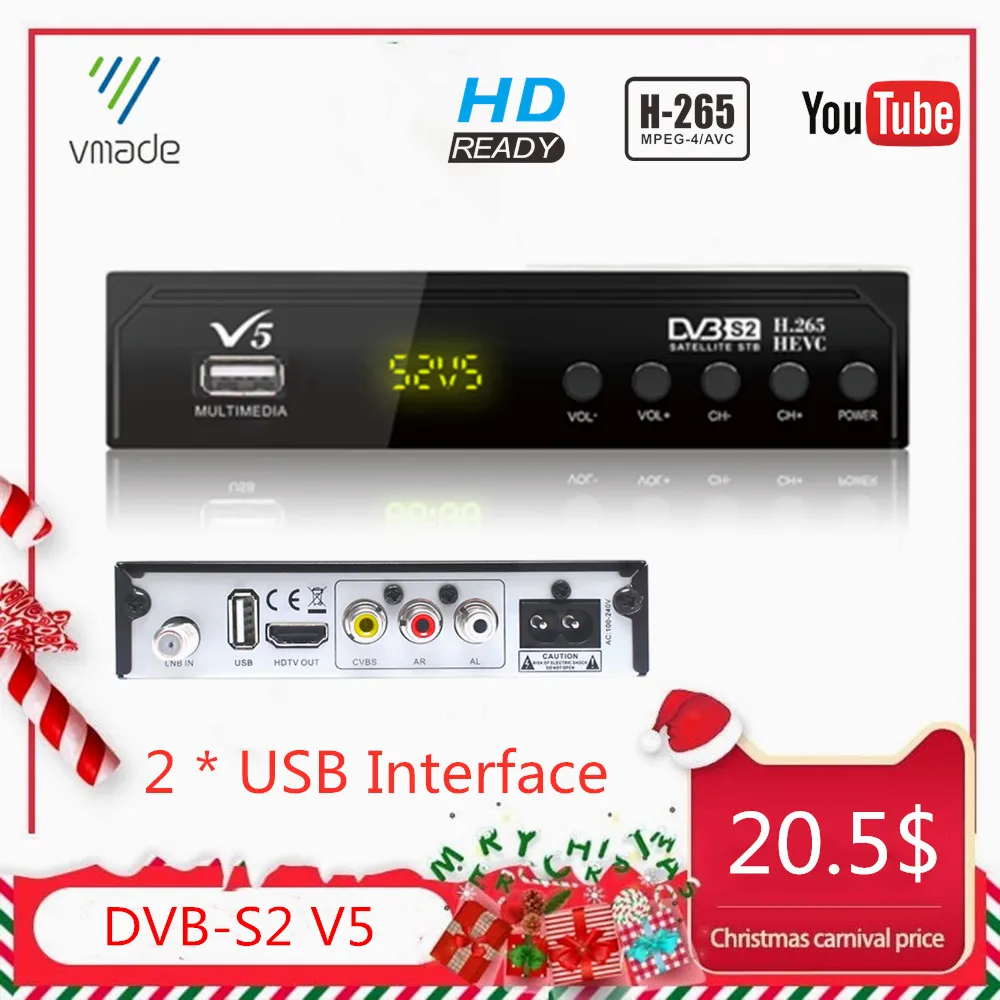 

DVB-S2 Satellite Receiver Digital TV Tuner Decoder Support Dual USB interface H.265 HD Audio Youtube Biss Vu CS Cline TV Box