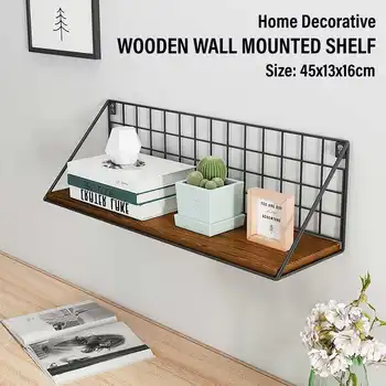 

Wall Mounted Storage Rack Holder Wooden Floating Shelving Flower Pots Cosmetics Organizer Home Decorative Racks Stand Wall Shelf