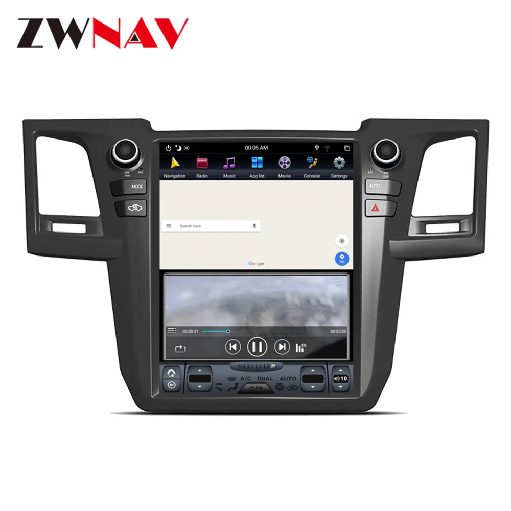 Android 9 64+ 4G Tesla с DSP Carplay Автомобильный мультимедийный плеер стерео для Toyota Fortuner 2007- Авто Стерео gps навигация