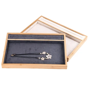 

1 Pc Bamboo Wood Ring Earrings Necklace Organizer Ear Studs Jewelry Display Stand Holder Jewelry Storage Showcases