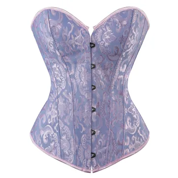 

Women Sexy Overbust Corset And Floral Bustier With G-string S-6xl Plus Size Jacquard Lingerie