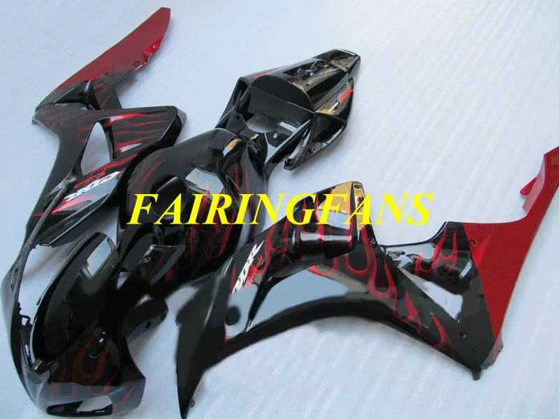 Литья под давлением обтекатель комплект для HONDA CBR1000RR 06 07CBR 1000 RR CBR 100RR 2006 2007 красные Обтекатели с пламенем Кузов+ подарки HB39