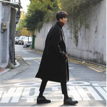 

M-XL!!Overcoat long design wool coat woolen outerwear male loose wool coat male brief